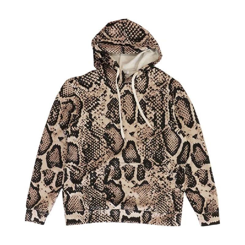 Beige Animal Print Hoodie Hoodie with Typography Text Message