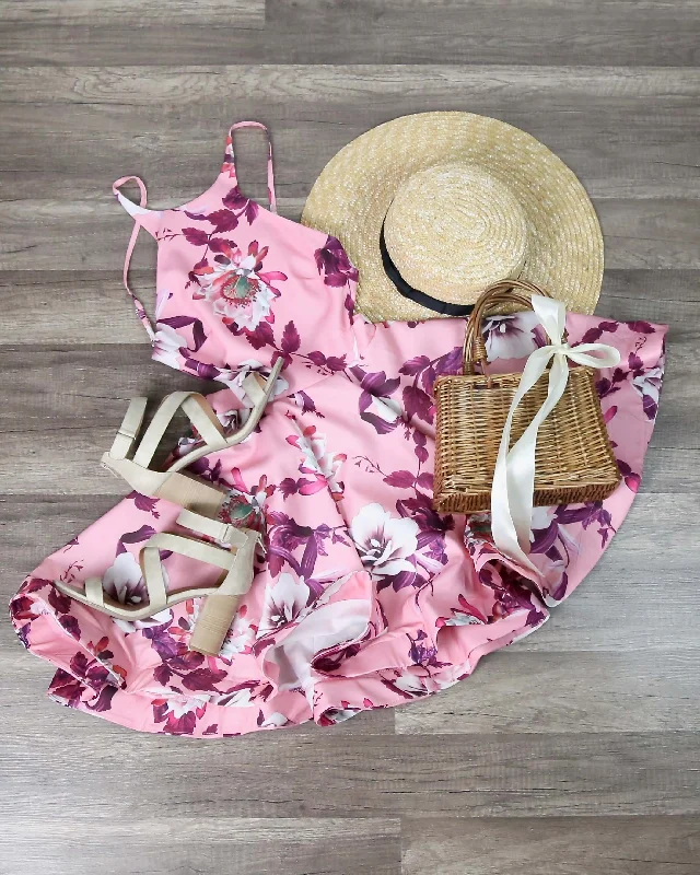 Floral Fit + Flare Open Back Dress in Pink Floral Dreams Tunics Velvet soft