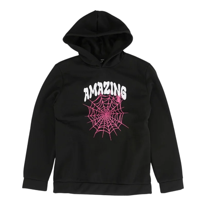 Black Solid Hoodie Hoodie with Button Placket Classic Preppy
