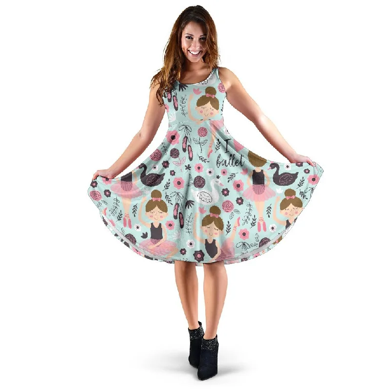 Ballet Girl Pattern Print Dress Tunics Custom made