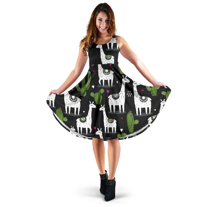 Cactus Llama Pattern Print Dress Tunics Occasion special