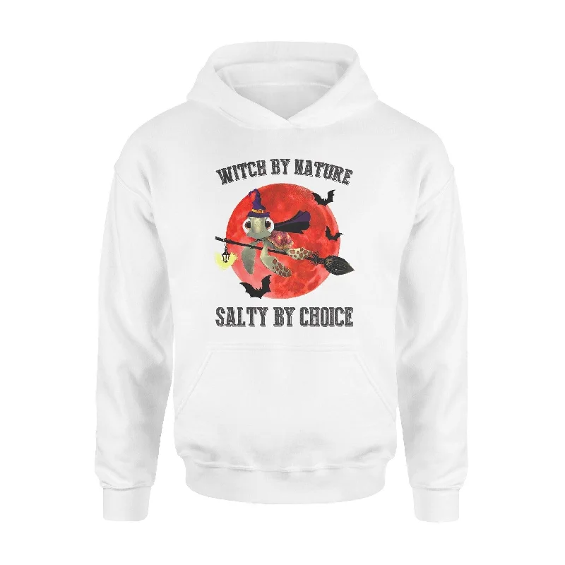 Witch, Turtle Witch By Nature Salty By Choice - Standard Hoodie Hoodie with Frayed Bohemian Relaxed