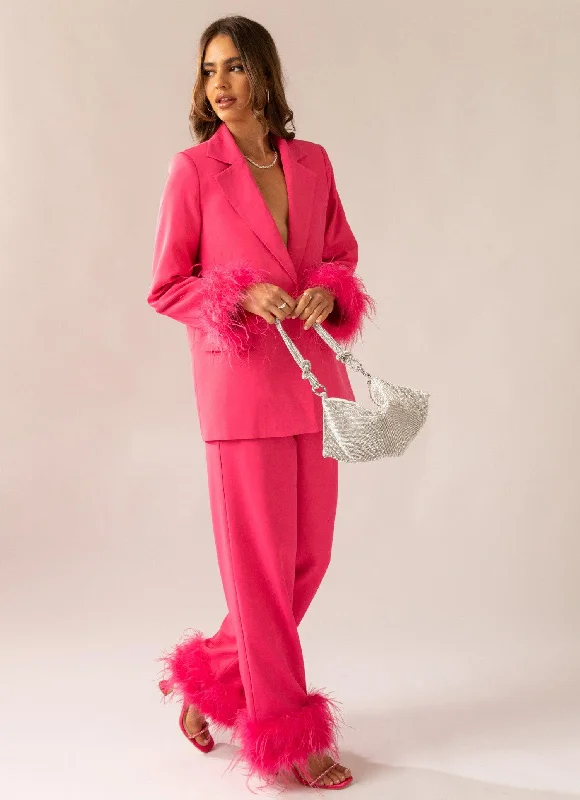 Shake It Off Feather Pants - Magenta Fashionable Jogger Pants
