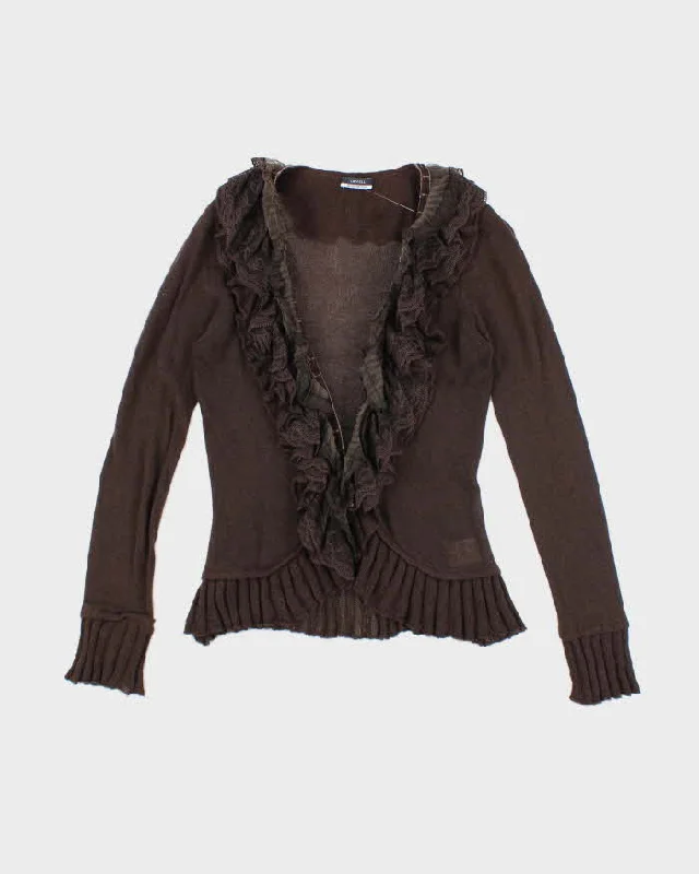 Vintage Y2k 00s Orwell Mohair Blend Ruffle Cardigan - M Zippered Buttoned Snapped