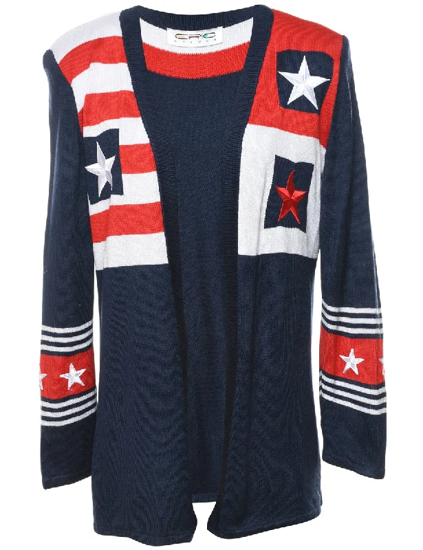 Navy Cardigan - M Spandex Blend Rayon Blend Denim Blend