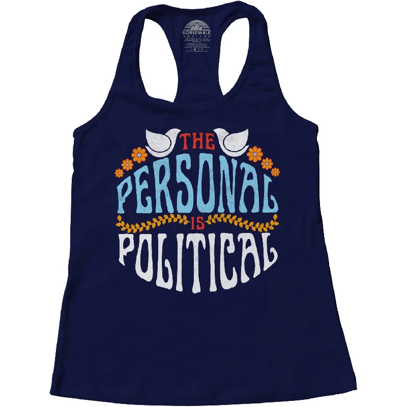 Women's The Personal is Political Racerback Tank Top teal tank top