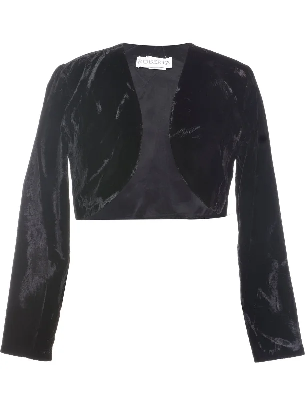 Velvet Bolero Jacket - M Zippered Jacket Buttoned Jacket Snapped Jacket