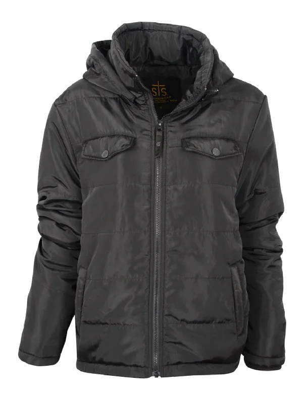 STS Ranchwear Womens Crazy Jane Black 100% Polyester Softshell Jacket Fleece Jacket Down Jacket Parka