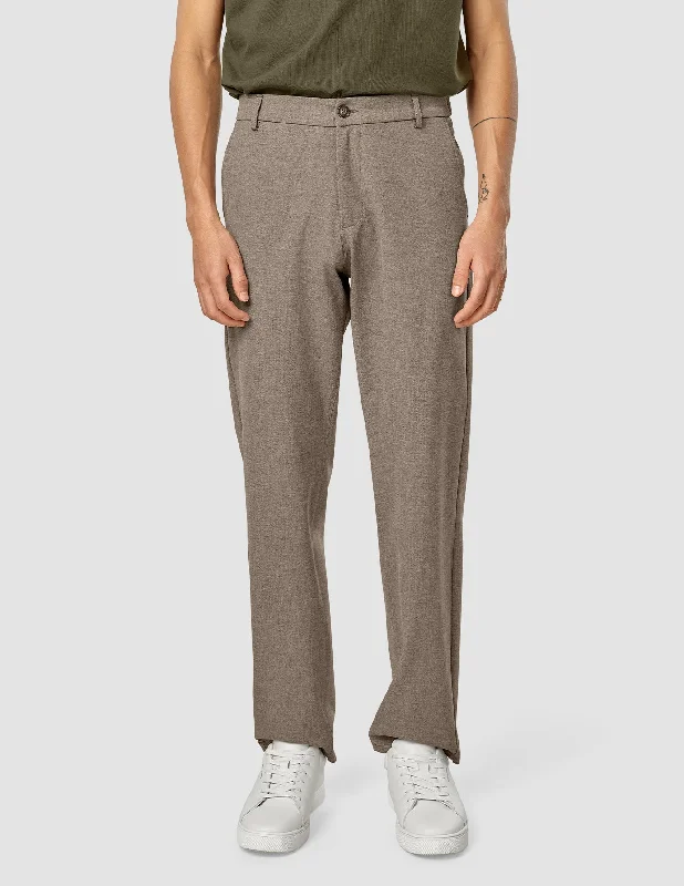 Essential Pants Relaxed Fit Dark Beige Melange Modern Stretch Trousers