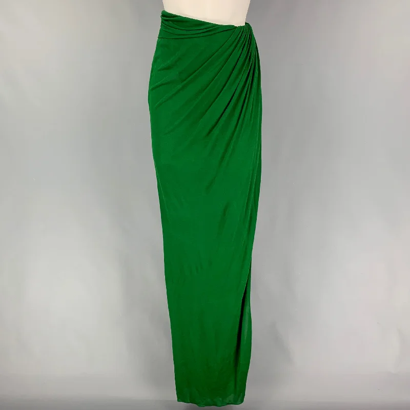 BRANDON MAXWELL Size 2 Green Rayon Wrap Skirt linen skirt breathable