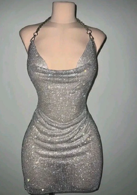 Sexy Grey Halter Sheath Short Party Dress Homecoming Dress, MD7881 Tunics Versatile stylish