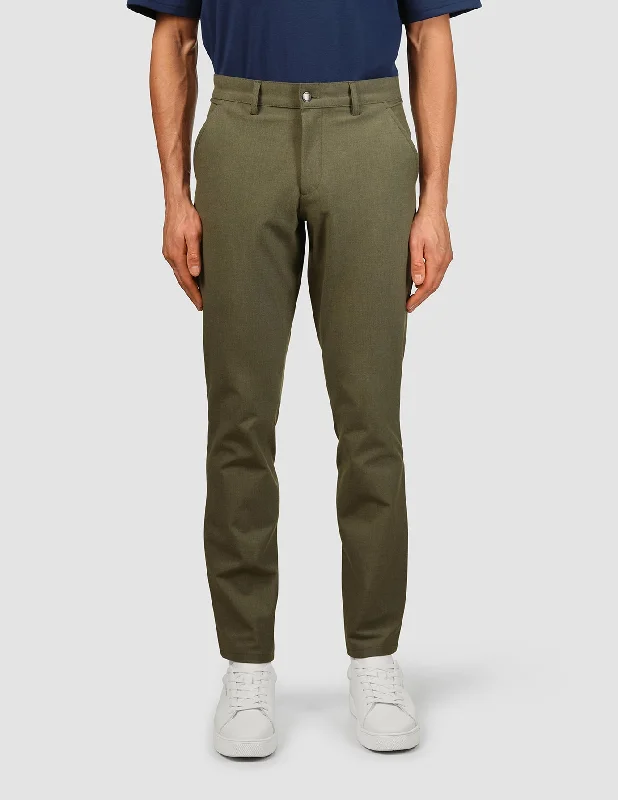 Essential Pants Regular Remote Green Melange Trendy High-Waist Trousers