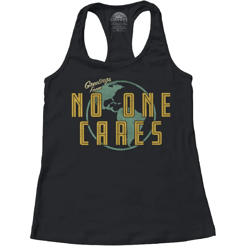 Women's Greetings From No One Cares Racerback Tank Top activewear tank top