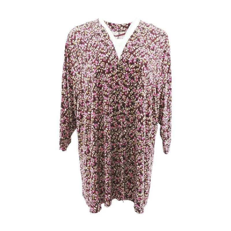 Red Floral Cardigan Sweater Terry Terry Cloth Terry Knit