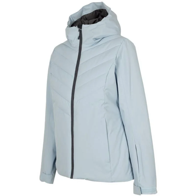 4F Womens Ski Jacket - Light Blue Tiered Jacket Buttoned Jacket Zippered Jacket