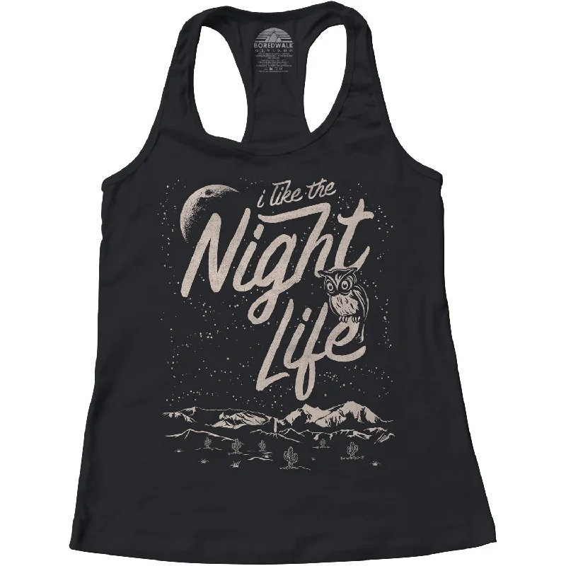 Women's I Like the Night Life Racerback Tank Top peekaboo tank top