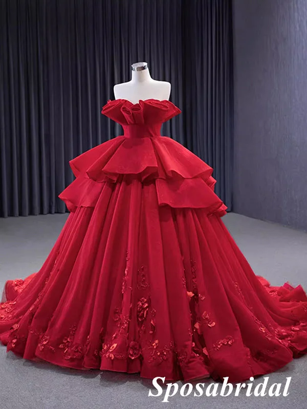 Elegant Red Oganza Sweetheart Sleeveless A-Line Ball Gown Long Prom Dress Formal Party Dress, PD3988 Tunics Fleece cozy