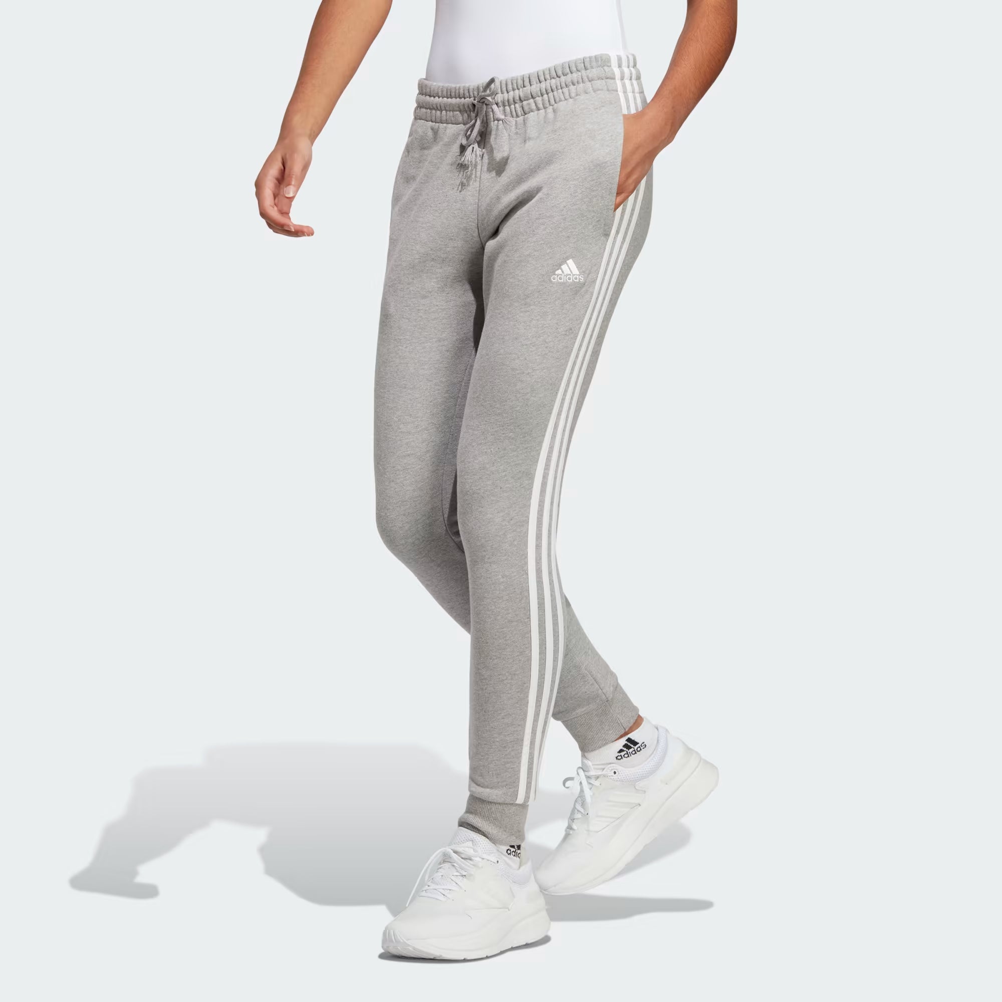 Adidas Essentials 3 Stripes French Terry Cuffed Pants - Women Relaxed Linen Pants