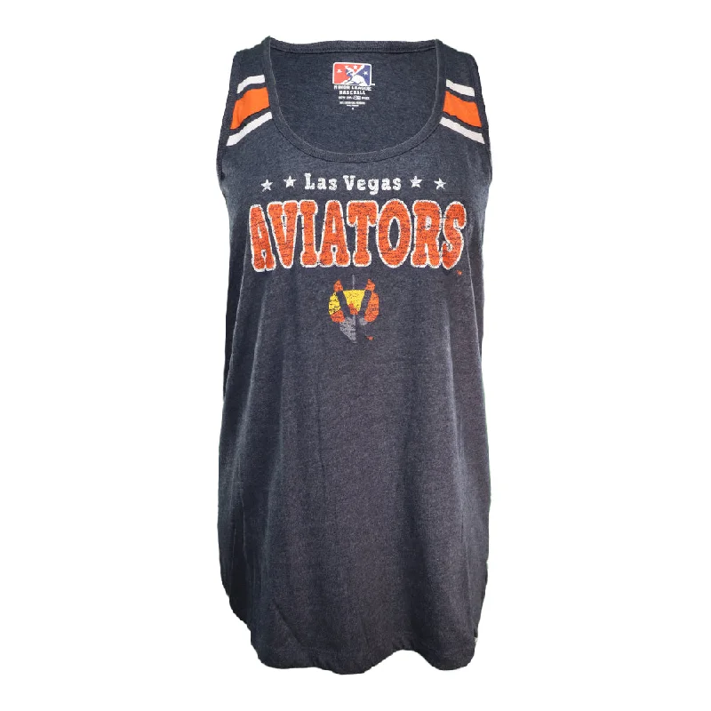 Women's Las Vegas Aviators New Era LVA Aviator Distressed Navy Racerback Tank breathable tank top