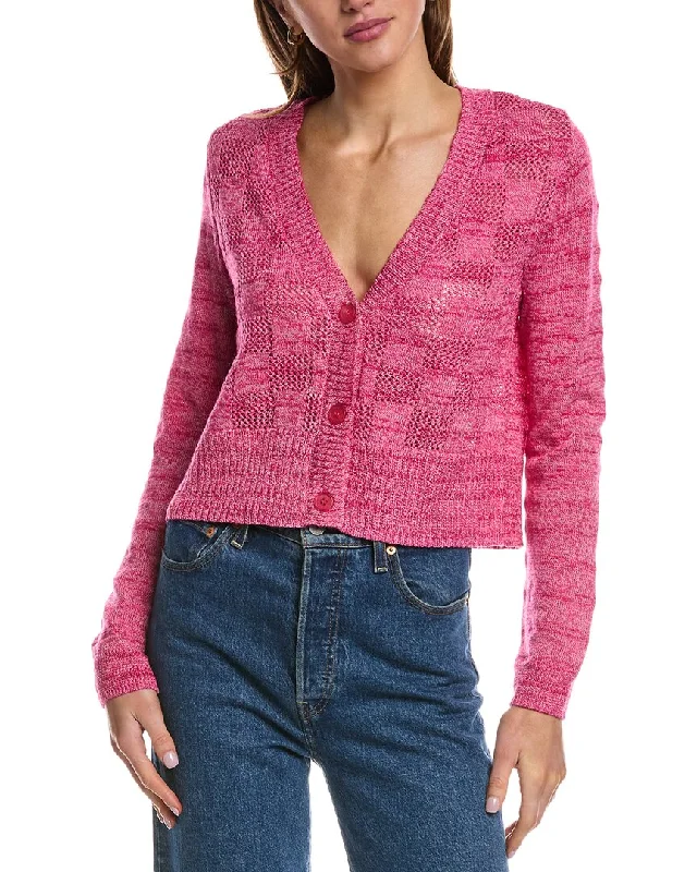 525 America Checkered Mesh Cardigan Soft Cozy Warm