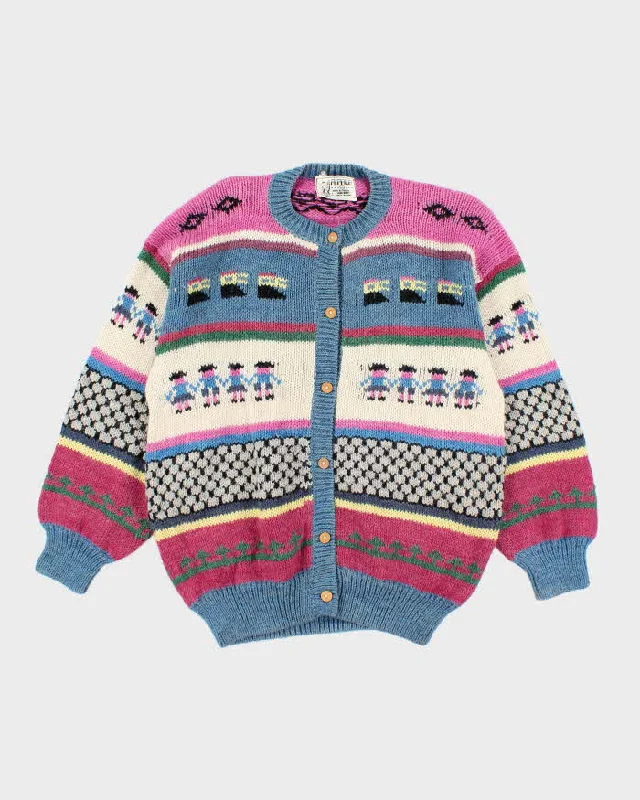 Vintage Alpaca Knit Cardigan - XL Velvet Chenille Corduroy