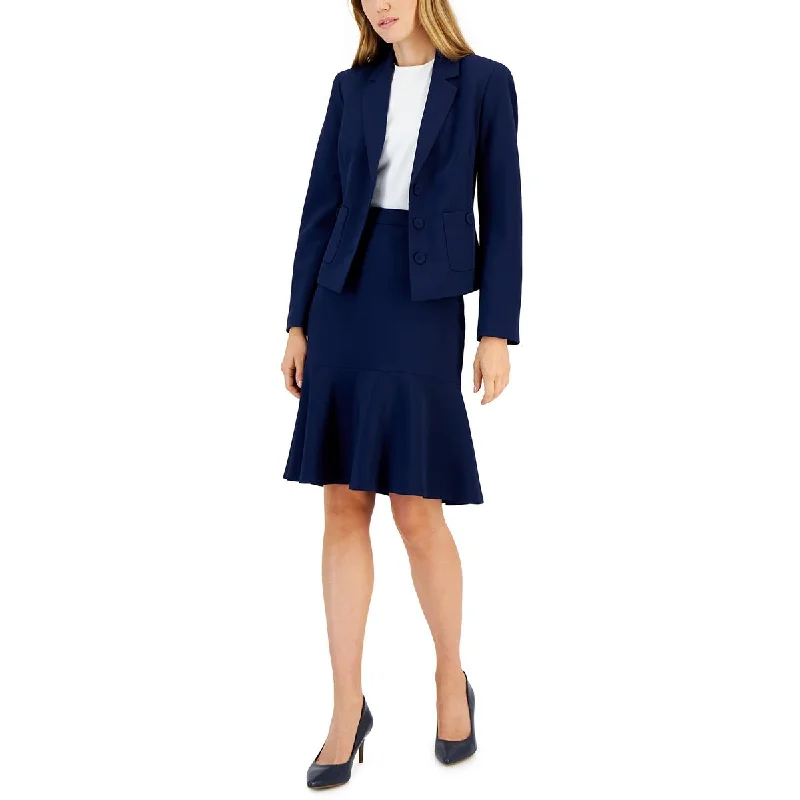 Le Suit Womens Petites Knit Ruffled A-Line Skirt wrap skirt elegant