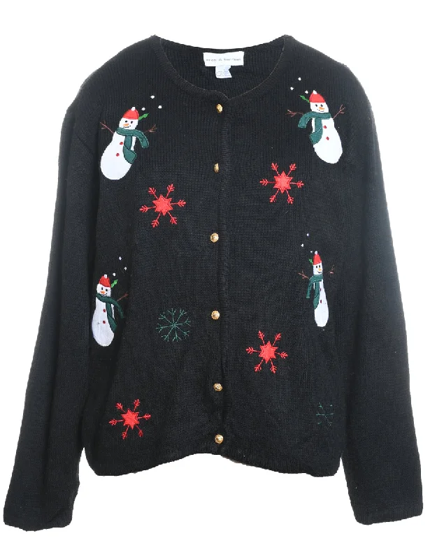 Snowman Christmas Cardigan - S Elegant Classic Vintage
