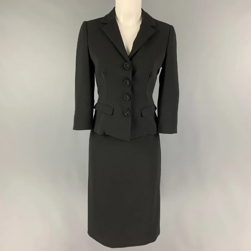 PRADA Size 4 Black Triacetate Blend Single Breasted Skirt Suit tulle skirt dreamy