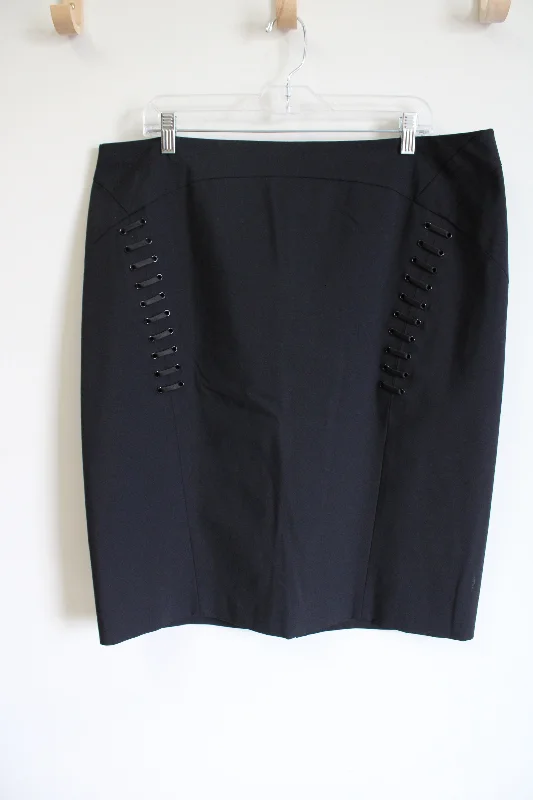 Lafayette 148 New York Black Skirt | 16 leather skirt sleek