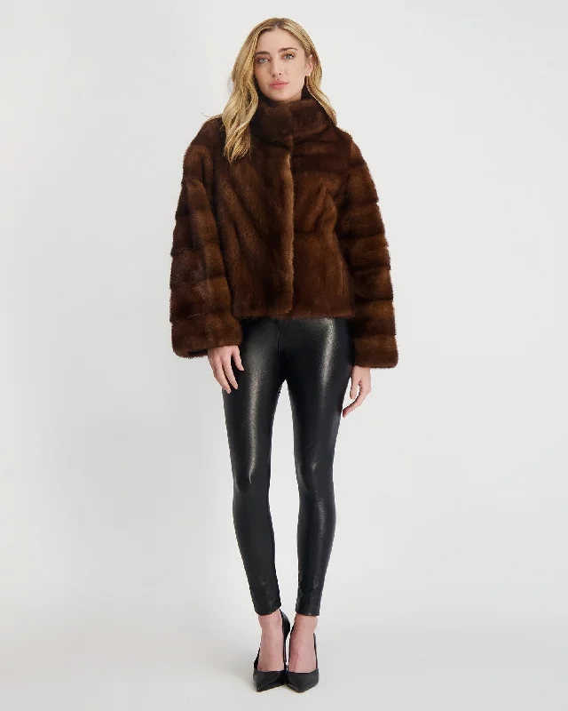 Reversible Mink Jacket Tiered Jacket Buttoned Jacket Zippered Jacket