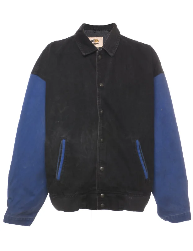 Two-Tone Black & Blue Jacket - XL Satin Fabric Silk Fabric Chiffon Fabric