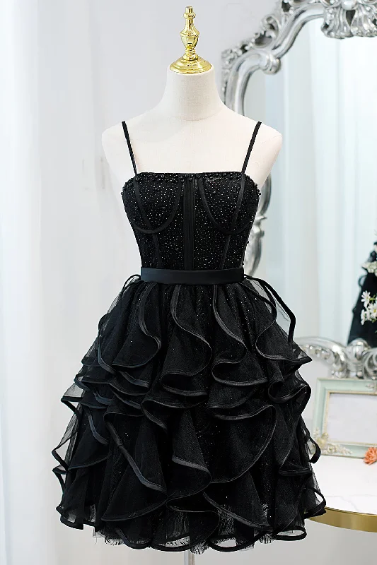 Little Black Dress with Sequins Simple Party Dress Homecoming Dress Tunics Office stylish