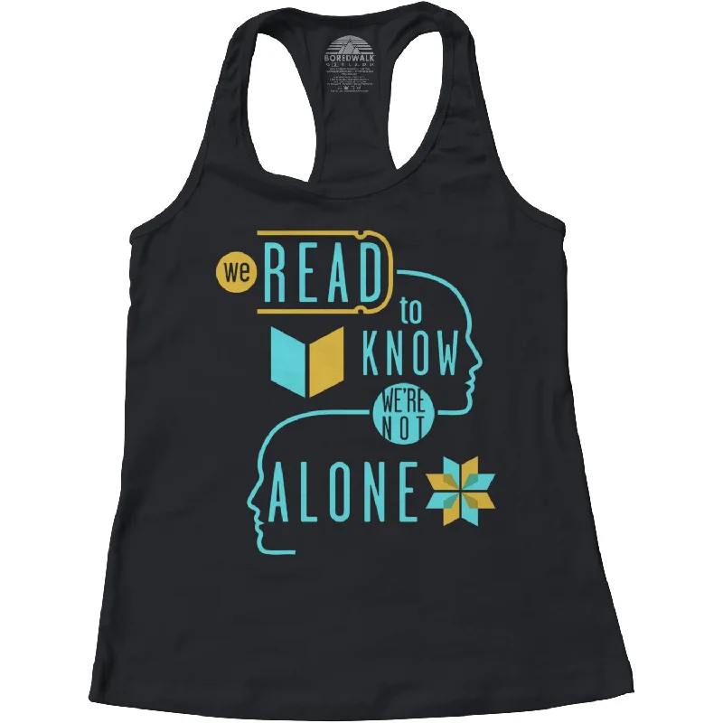 Women's We Read to Know We are Not Alone Racerback Tank Top cherry red tank