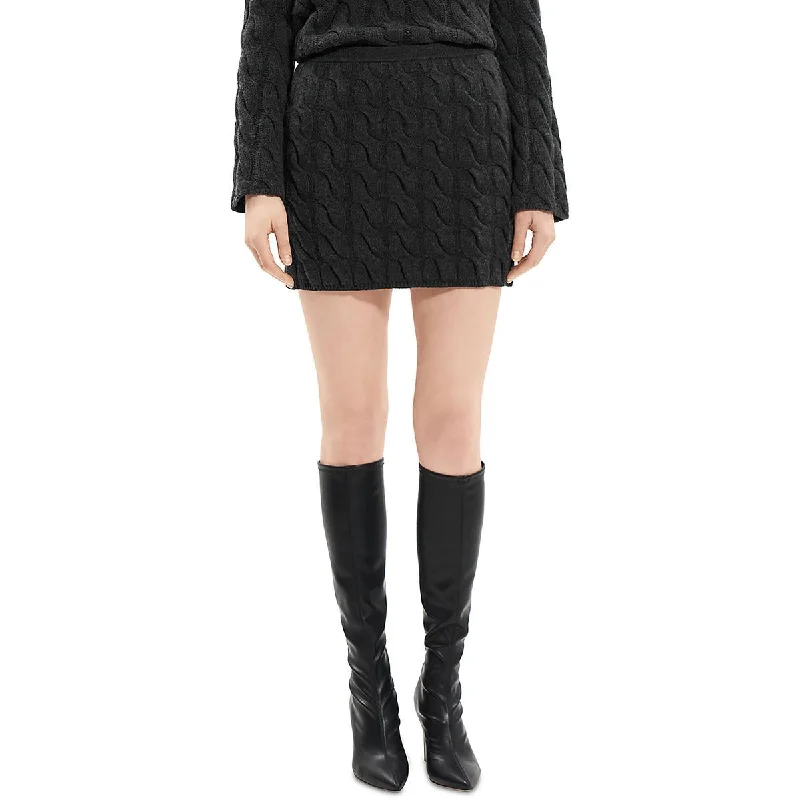 Theory Womens Petites Wool Blend Above Knee Mini Skirt linen skirt natural
