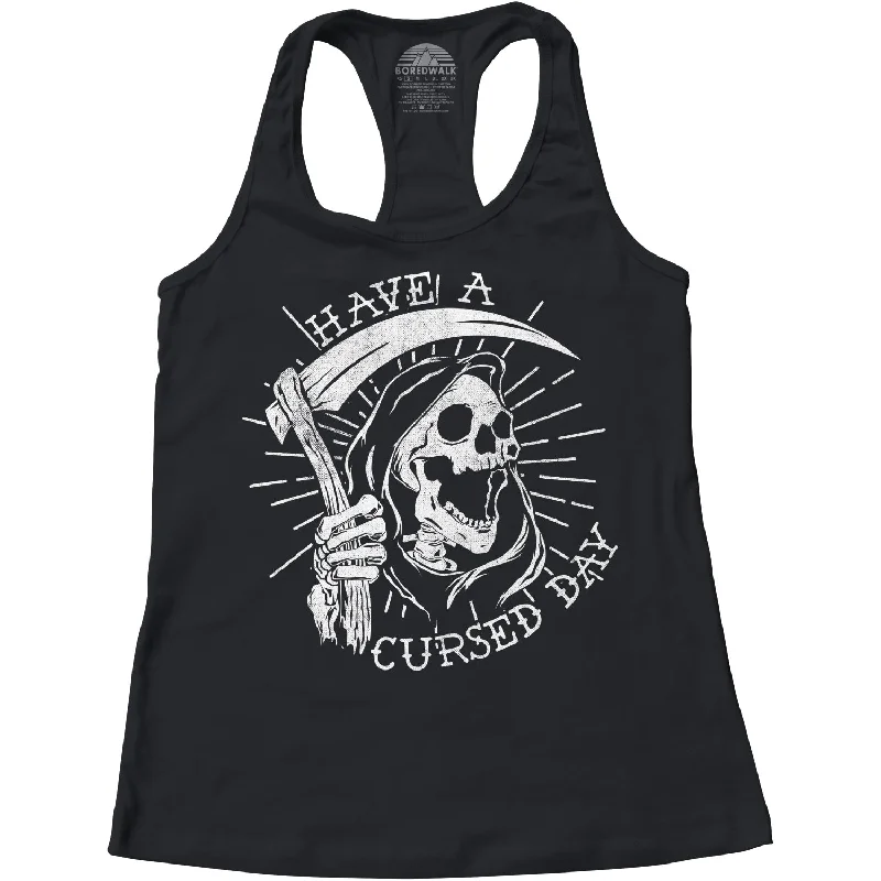 Women's Have a Cursed Day Racerback Tank Top off shoulder tank