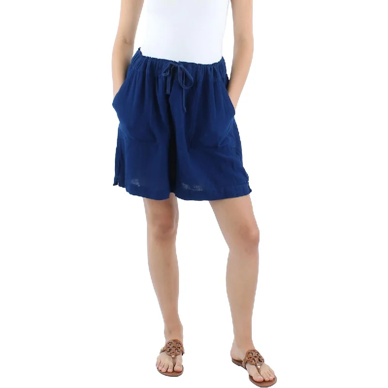 Dash Womens Linen Drawstring Mini Skirt floral skirt print