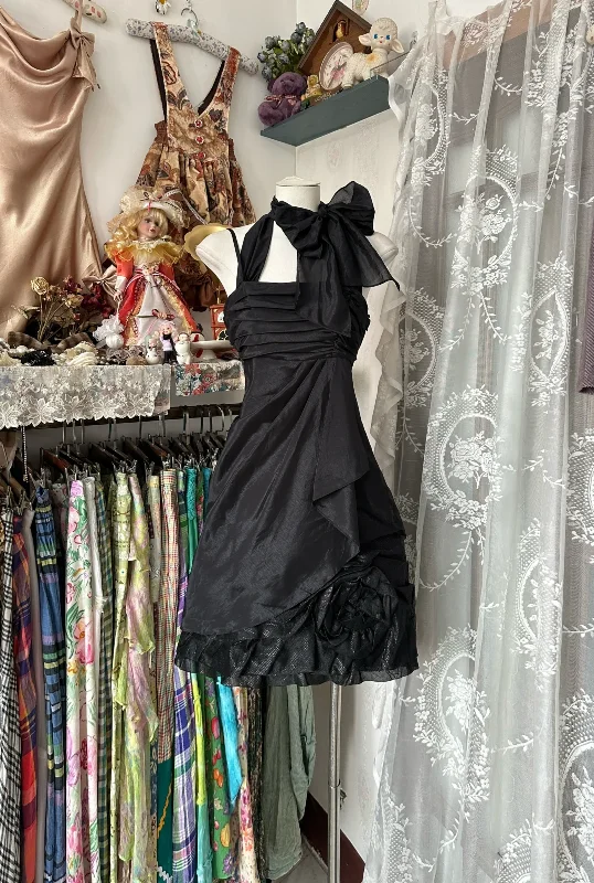 Black Straps Sheath Chiffon Vintage Short Party Dress Homecoming Dress, D338 Tunics Occasion special
