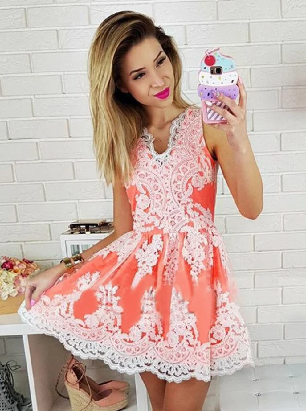 A-Line V-Neck Appliques Short/Mini Cocktail Party Dress OP229 Tunics Practical durable