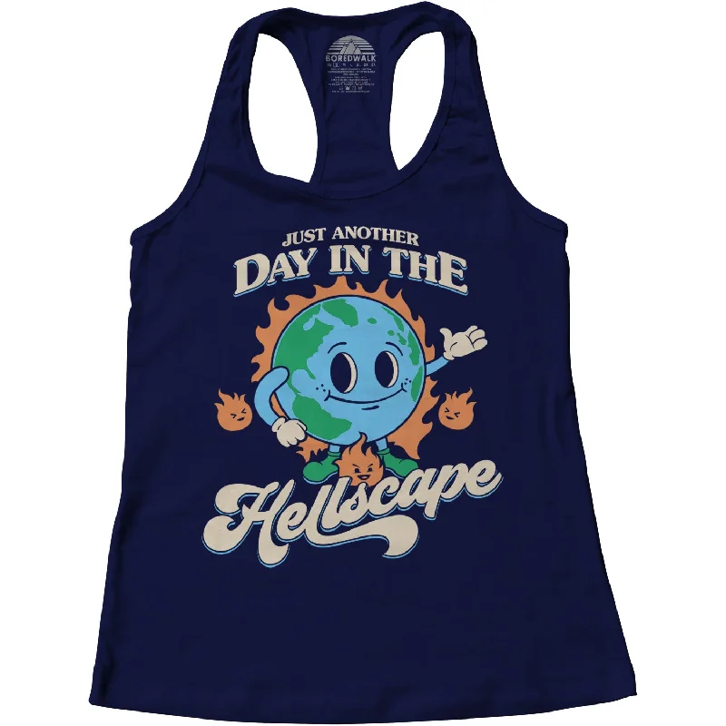 Women's Just Another Day in the Hellscape Racerback Tank Top bright tank top