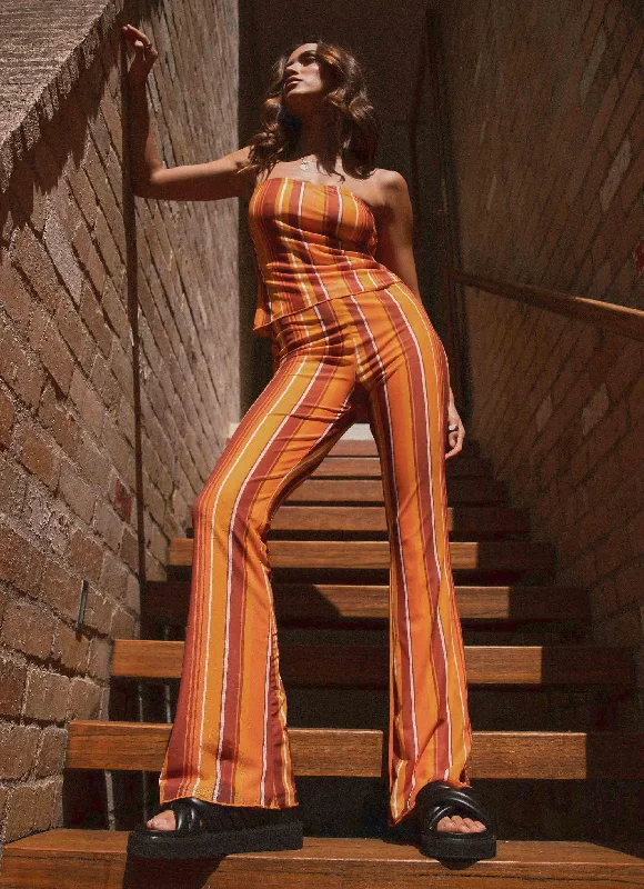 Catching Last Light Pants - Golden Hour Stripe Comfy Zip-Up Pants