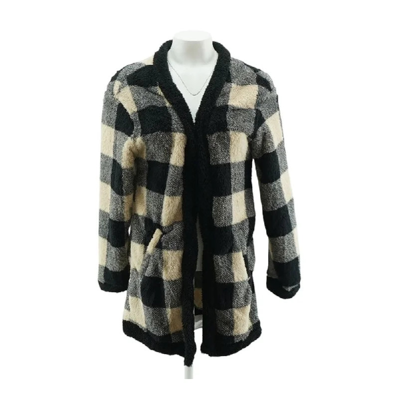 Multi Plaid Cardigan Sweater Thin Thick Dense