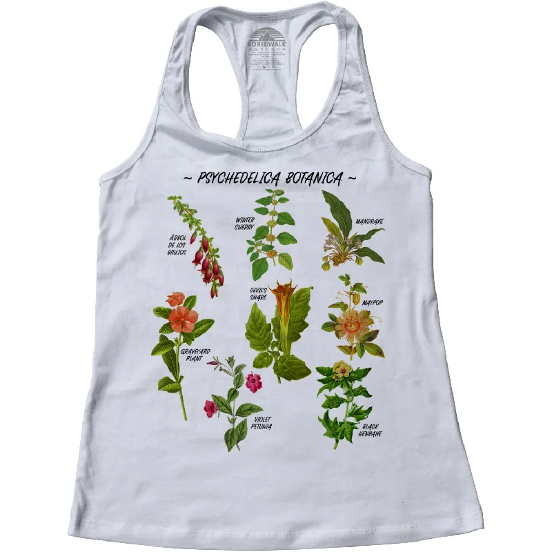 Women's Psychedelica Botanica Racerback Tank Top navy tank top