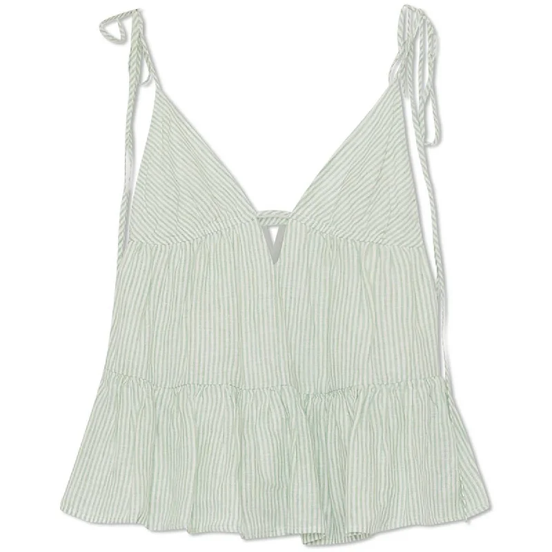 Jonathan Simkhai Womens Zoya Linen Striped Tank Top lounge tank top