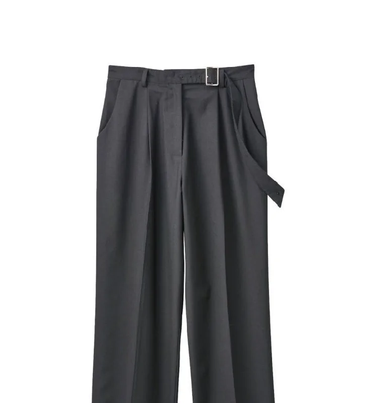 High Waist Slacks Pants/Black Comfortable Denim Trousers