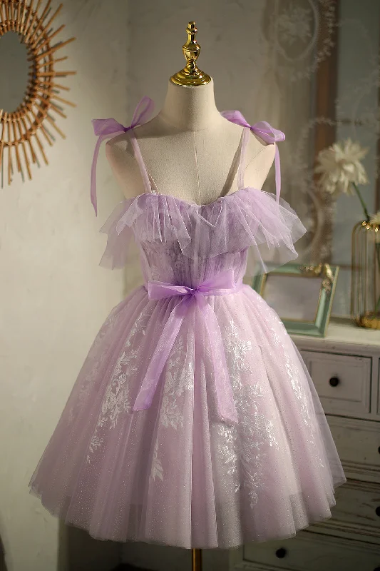 Fairy Short Mini Dress Lilac Birthday Party Dress Homecoming Dress With Appliques Tunics Trousers formal