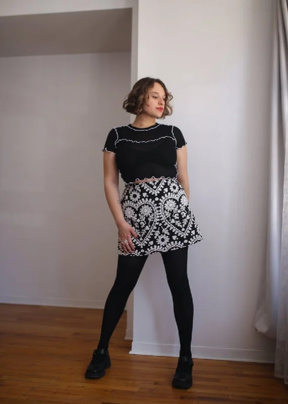 Eliza Faulkner Tara Skirt  (Black & White Jacquard) boho skirt vibe