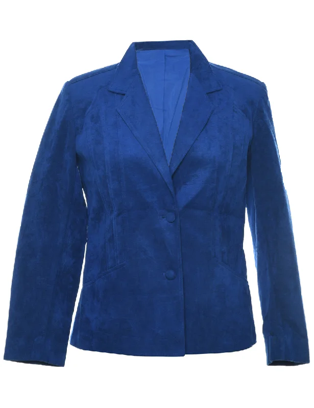 Velvet Blue Jacket - M Hooded Jacket Caped Jacket Shawl Collar Jacket