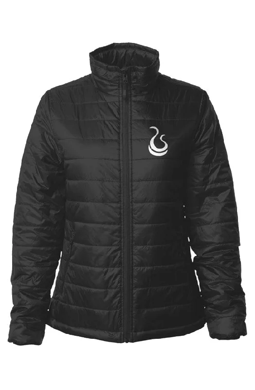 Womens Puffer Jacket "Classic Flame" Print Jacket Jacquard Jacket Embroidered Jacket