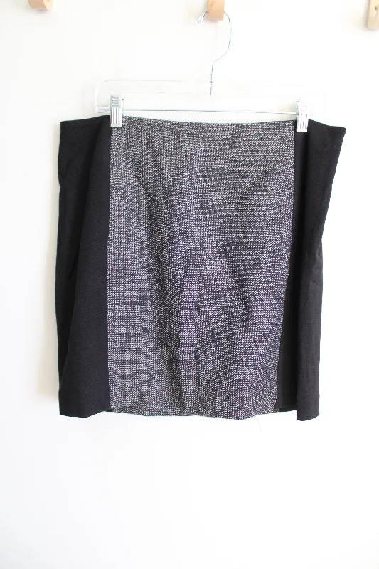 DKNYC Black Woven Panel Front Skirt | L pencil skirt chic