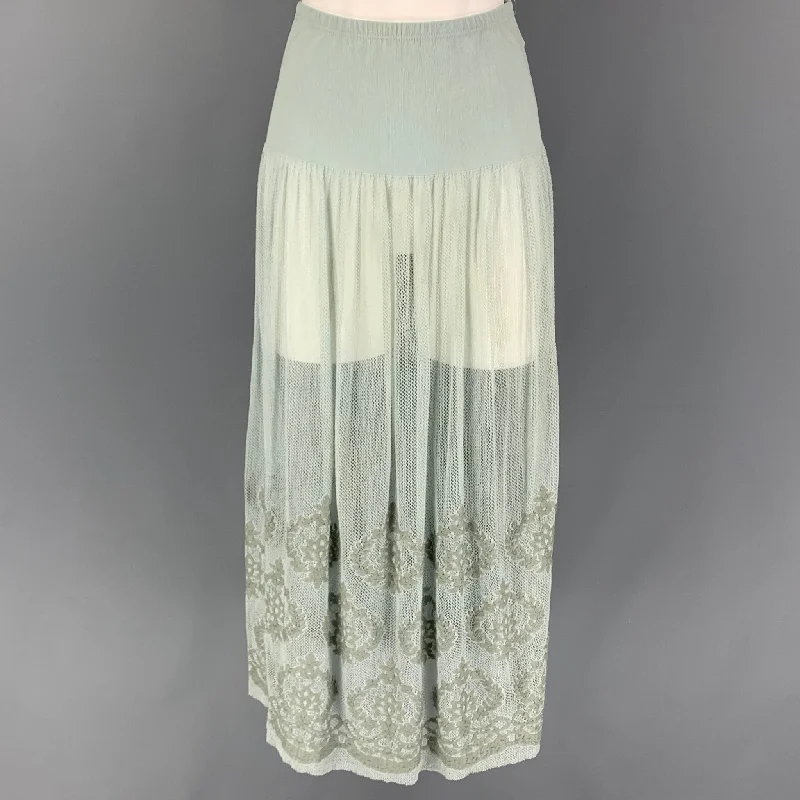 AGNÈS B. Size S Sea Foam Polyamide Blend Embroidered Skirt silk skirt elegant